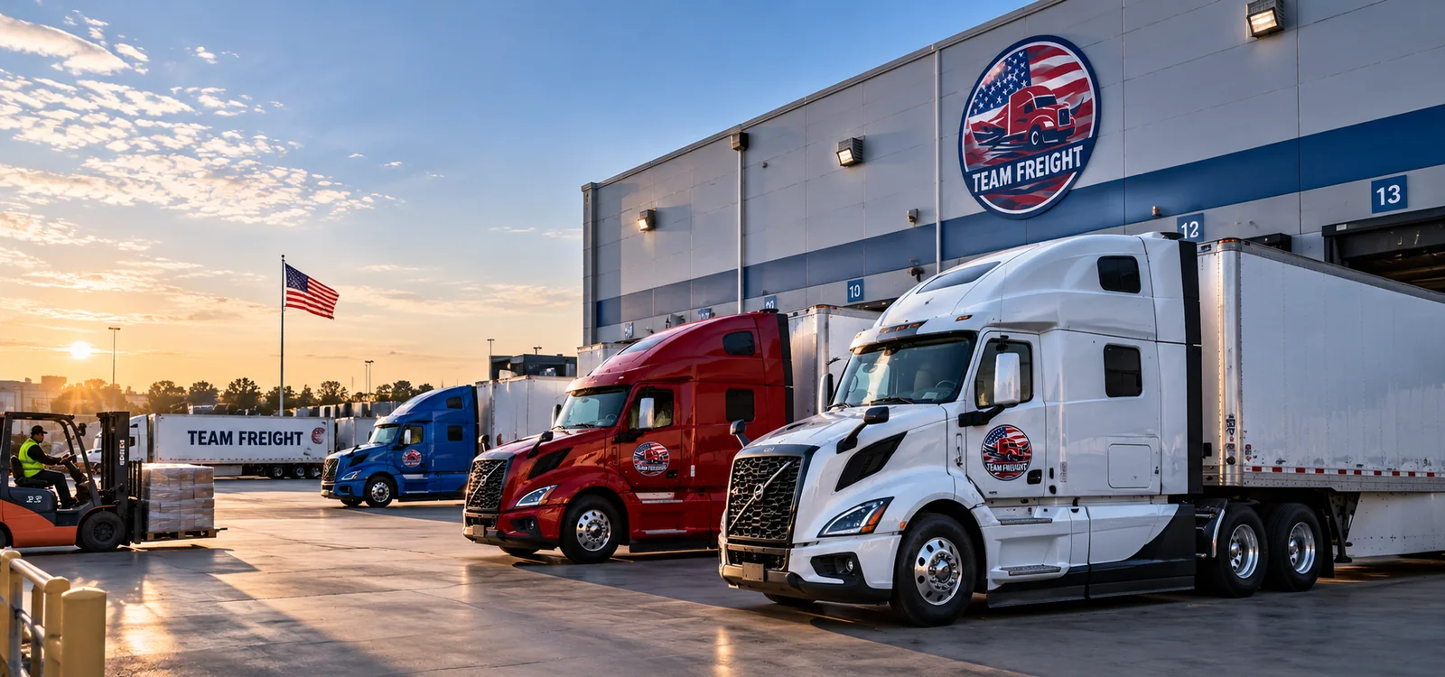 Home Truck fleet at a freight terminal during operations